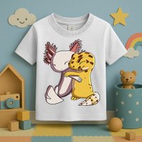 Cute Kawaii Leopard Gecko Hugging Axolotl Funny Toddler T-Shirt