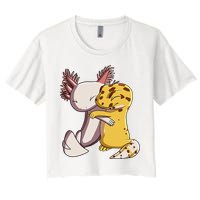 Cute Kawaii Leopard Gecko Hugging Axolotl Funny Crop Top