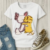 Cute Kawaii Leopard Gecko Hugging Axolotl Funny Womens T-Shirt