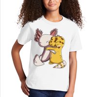 Cute Kawaii Leopard Gecko Hugging Axolotl Funny Kids T-Shirt
