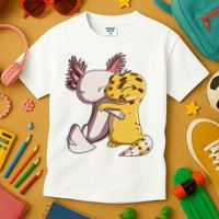 Cute Kawaii Leopard Gecko Hugging Axolotl Funny Kids T-Shirt