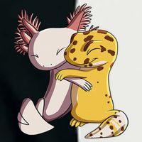 Cute Kawaii Leopard Gecko Hugging Axolotl Funny Infant Baby Jersey Bodysuit