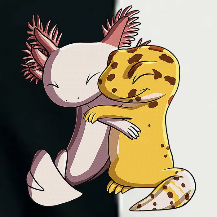 Cute Kawaii Leopard Gecko Hugging Axolotl Funny Infant Baby Jersey Bodysuit