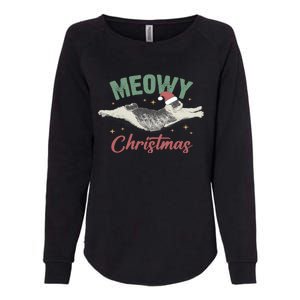 Christmas Kitty Lover Xmas Funny Santa Cat Meowy Womens California Wash Sweatshirt