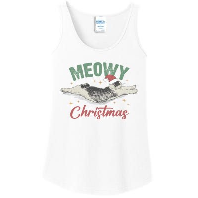 Christmas Kitty Lover Xmas Funny Santa Cat Meowy Ladies Essential Tank