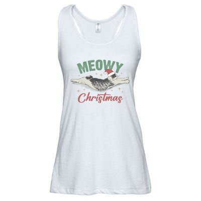 Christmas Kitty Lover Xmas Funny Santa Cat Meowy Ladies Essential Flowy Tank