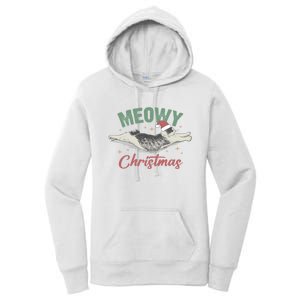 Christmas Kitty Lover Xmas Funny Santa Cat Meowy Women's Pullover Hoodie