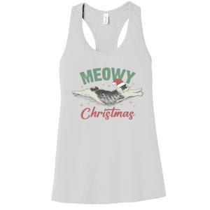 Christmas Kitty Lover Xmas Funny Santa Cat Meowy Women's Racerback Tank