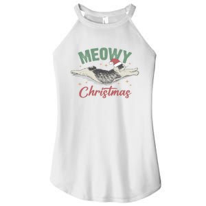 Christmas Kitty Lover Xmas Funny Santa Cat Meowy Women's Perfect Tri Rocker Tank