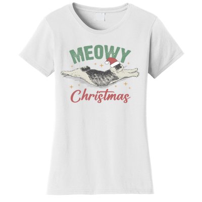 Christmas Kitty Lover Xmas Funny Santa Cat Meowy Women's T-Shirt