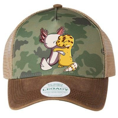 Cute Kawaii Leopard Gecko Hugging Axolotl Legacy Tie Dye Trucker Hat