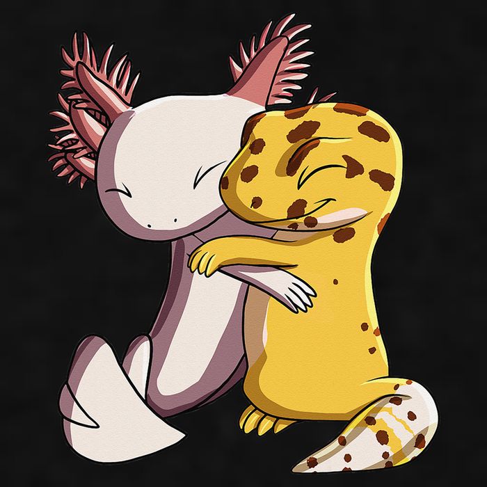 Cute Kawaii Leopard Gecko Hugging Axolotl Ladies PosiCharge Tri-Blend Wicking Tank