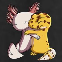 Cute Kawaii Leopard Gecko Hugging Axolotl 7 Panel Mesh Trucker Snapback Hat