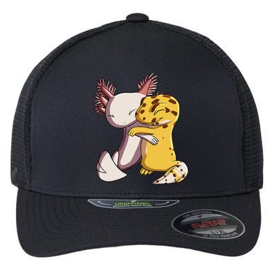 Cute Kawaii Leopard Gecko Hugging Axolotl Flexfit Unipanel Trucker Cap