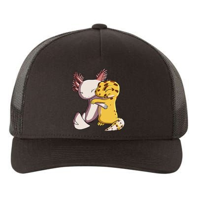 Cute Kawaii Leopard Gecko Hugging Axolotl Yupoong Adult 5-Panel Trucker Hat