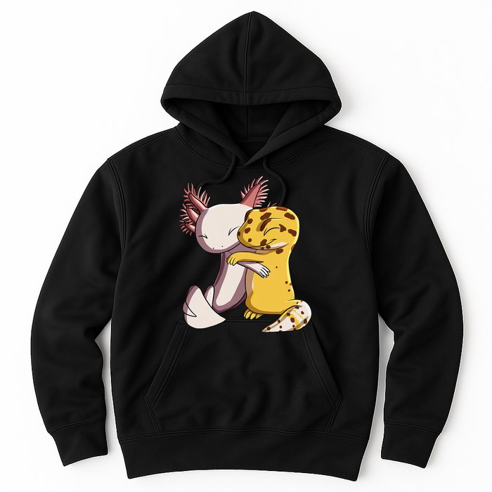 Cute Kawaii Leopard Gecko Hugging Axolotl Hoodie