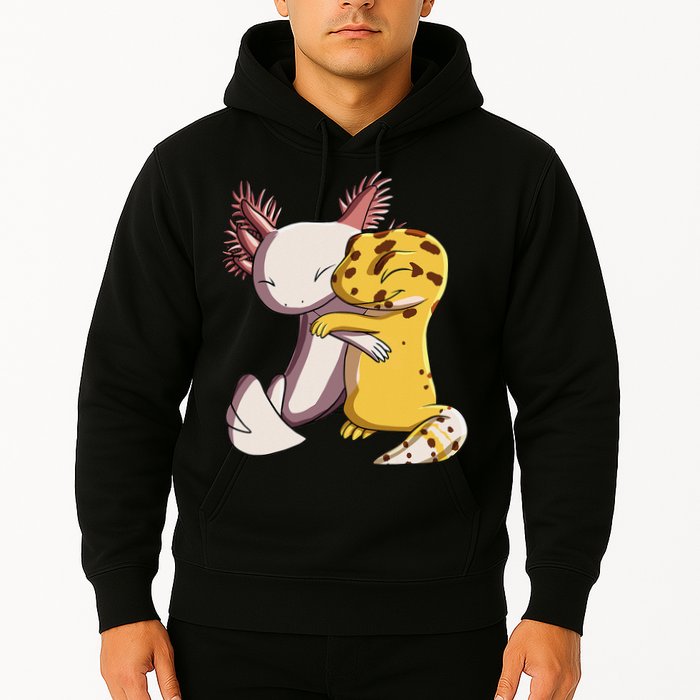 Cute Kawaii Leopard Gecko Hugging Axolotl Hoodie