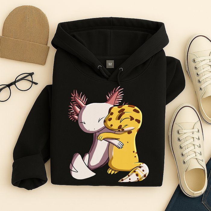 Cute Kawaii Leopard Gecko Hugging Axolotl Hoodie