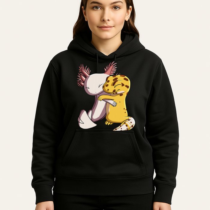 Cute Kawaii Leopard Gecko Hugging Axolotl Hoodie