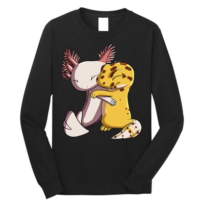 Cute Kawaii Leopard Gecko Hugging Axolotl Long Sleeve Shirt