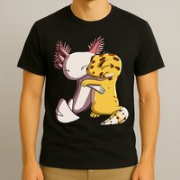 Cute Kawaii Leopard Gecko Hugging Axolotl T-Shirt