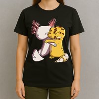 Cute Kawaii Leopard Gecko Hugging Axolotl T-Shirt