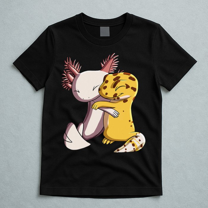 Cute Kawaii Leopard Gecko Hugging Axolotl T-Shirt