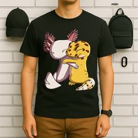 Cute Kawaii Leopard Gecko Hugging Axolotl T-Shirt