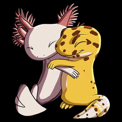 Cute Kawaii Leopard Gecko Hugging Axolotl T-Shirt