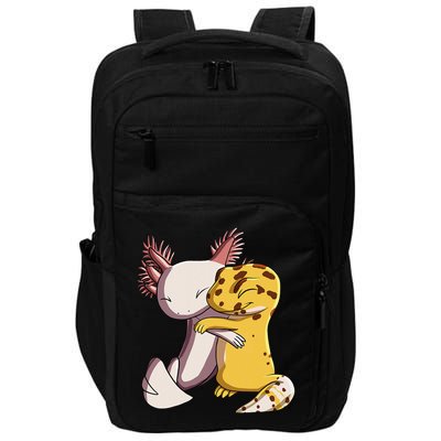 Cute Kawaii Leopard Gecko Hugging Axolotl Impact Tech Backpack