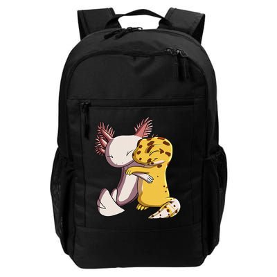 Cute Kawaii Leopard Gecko Hugging Axolotl Backpack