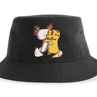 Cute Kawaii Leopard Gecko Hugging Axolotl Sustainable Bucket Hat