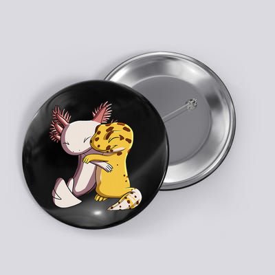 Cute Kawaii Leopard Gecko Hugging Axolotl Button
