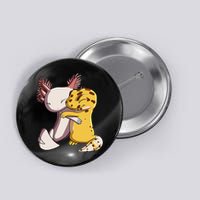 Cute Kawaii Leopard Gecko Hugging Axolotl Button
