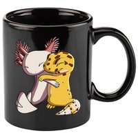 Cute Kawaii Leopard Gecko Hugging Axolotl 11oz C Handle Ceramic Mug