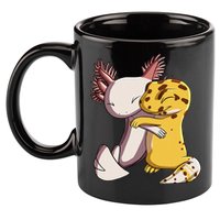 Cute Kawaii Leopard Gecko Hugging Axolotl 11oz C Handle Ceramic Mug