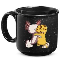 Cute Kawaii Leopard Gecko Hugging Axolotl 15oz Campfire Ceramic Mug