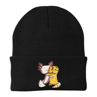 Cute Kawaii Leopard Gecko Hugging Axolotl Beanie