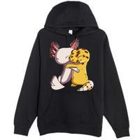 Cute Kawaii Leopard Gecko Hugging Axolotl Premium Pullover Hoodie