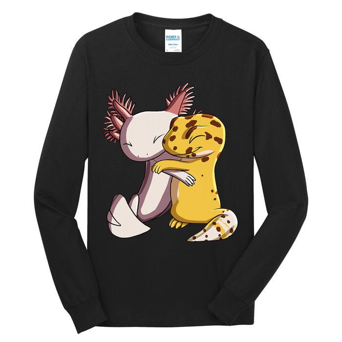 Cute Kawaii Leopard Gecko Hugging Axolotl Tall Long Sleeve T-Shirt