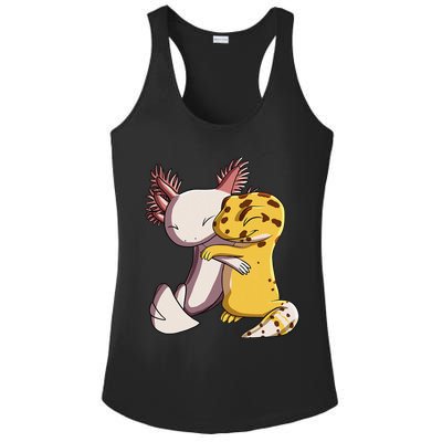Cute Kawaii Leopard Gecko Hugging Axolotl Ladies PosiCharge Competitor Racerback Tank