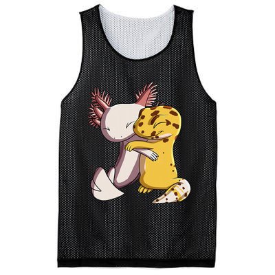 Cute Kawaii Leopard Gecko Hugging Axolotl Mesh Reversible Basketball Jersey Tank