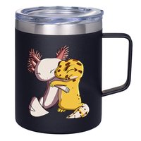 Cute Kawaii Leopard Gecko Hugging Axolotl 12oz Stainless Steel Coffee Mug
