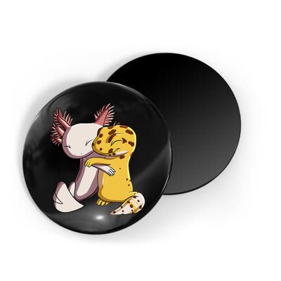 Cute Kawaii Leopard Gecko Hugging Axolotl Magnet