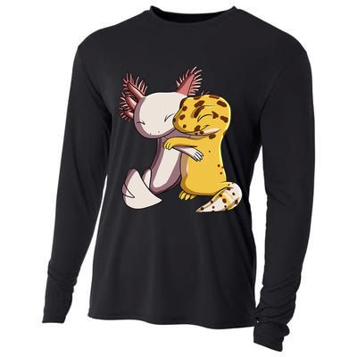 Cute Kawaii Leopard Gecko Hugging Axolotl Cooling Performance Long Sleeve Crew