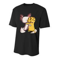 Cute Kawaii Leopard Gecko Hugging Axolotl Youth Performance Sprint T-Shirt