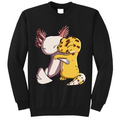 Cute Kawaii Leopard Gecko Hugging Axolotl Tall Sweatshirt