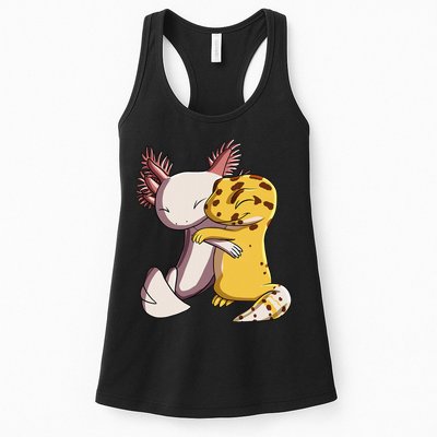 Cute Kawaii Leopard Gecko Hugging Axolotl Womens Tank Top