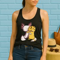 Cute Kawaii Leopard Gecko Hugging Axolotl Womens Tank Top