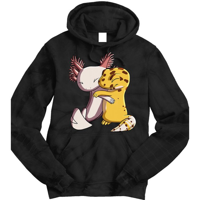 Cute Kawaii Leopard Gecko Hugging Axolotl Tie Dye Hoodie